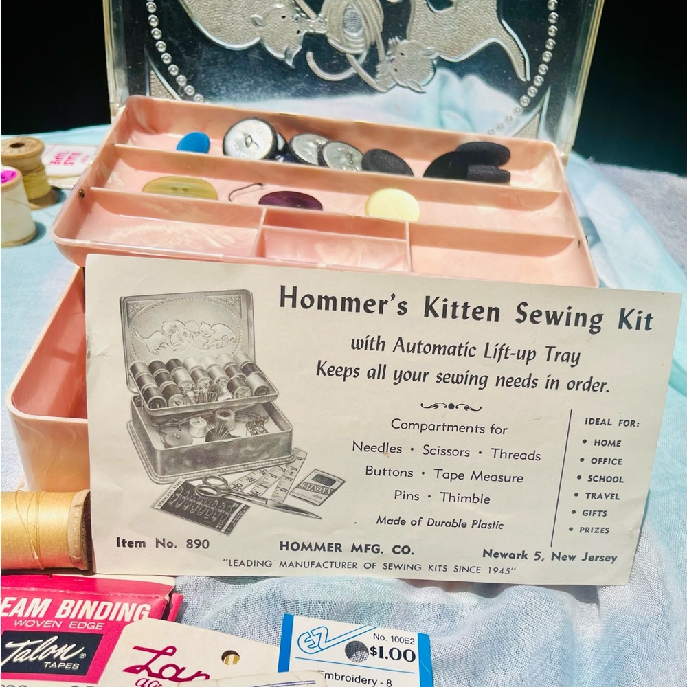 Vintage Sewing Kit, Buttons and other Notions